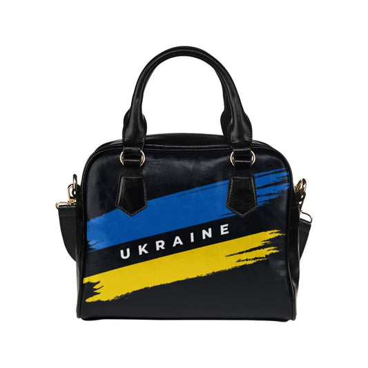 Ukraine Flag With Brush Concept Grunge Style Shoulder Handbag