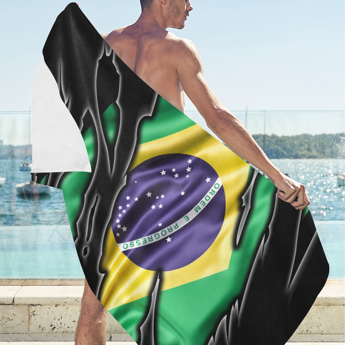 Flag Brazil patriot love Beach Towel 32"x 71"