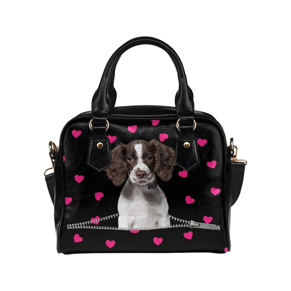 English Springer Spaniel Zip Hearts Shoulder Handbag