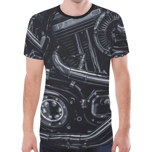 Motorcycle Engine Exhaust Pipes Biker New All Over Print T-shirt