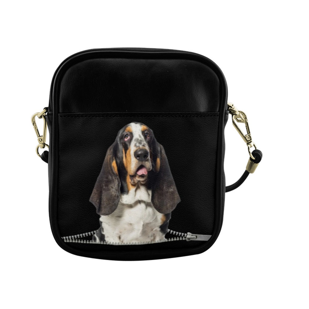 Basset Hound Zip Sling Bag