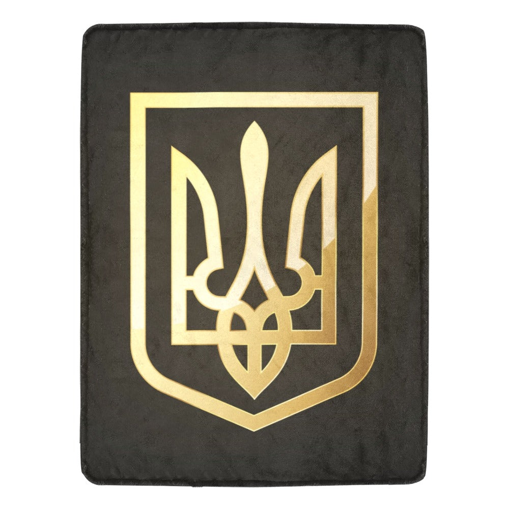 Coat Arms Ukraine Gold State Emblem Golden Trident Icon Ultra-Soft Micro Fleece Blanket 60"x80"