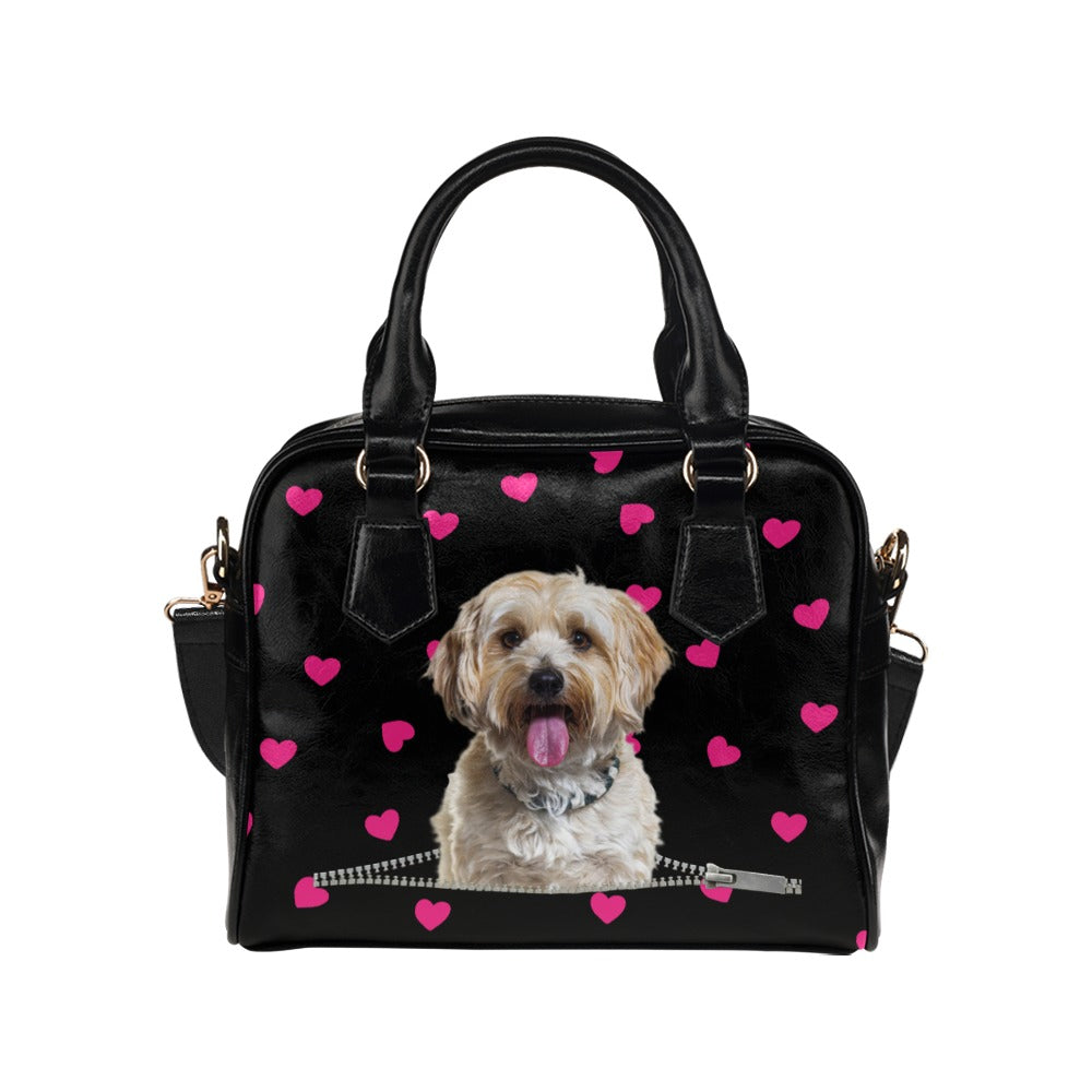 Havanese Zip Hearts Shoulder Handbag