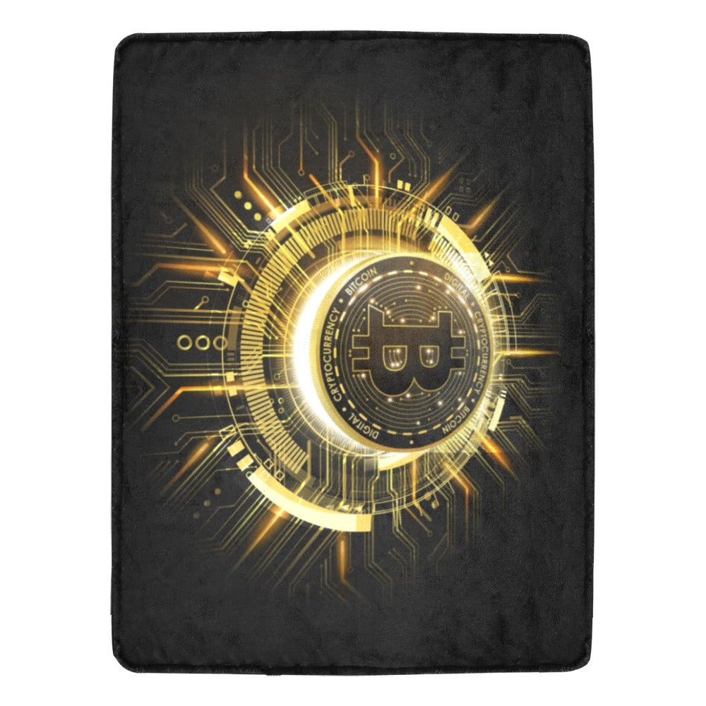 Golden Bitcoin Cryptocurrency Futuristic Ultra-Soft Micro Fleece Blanket 60"x80"