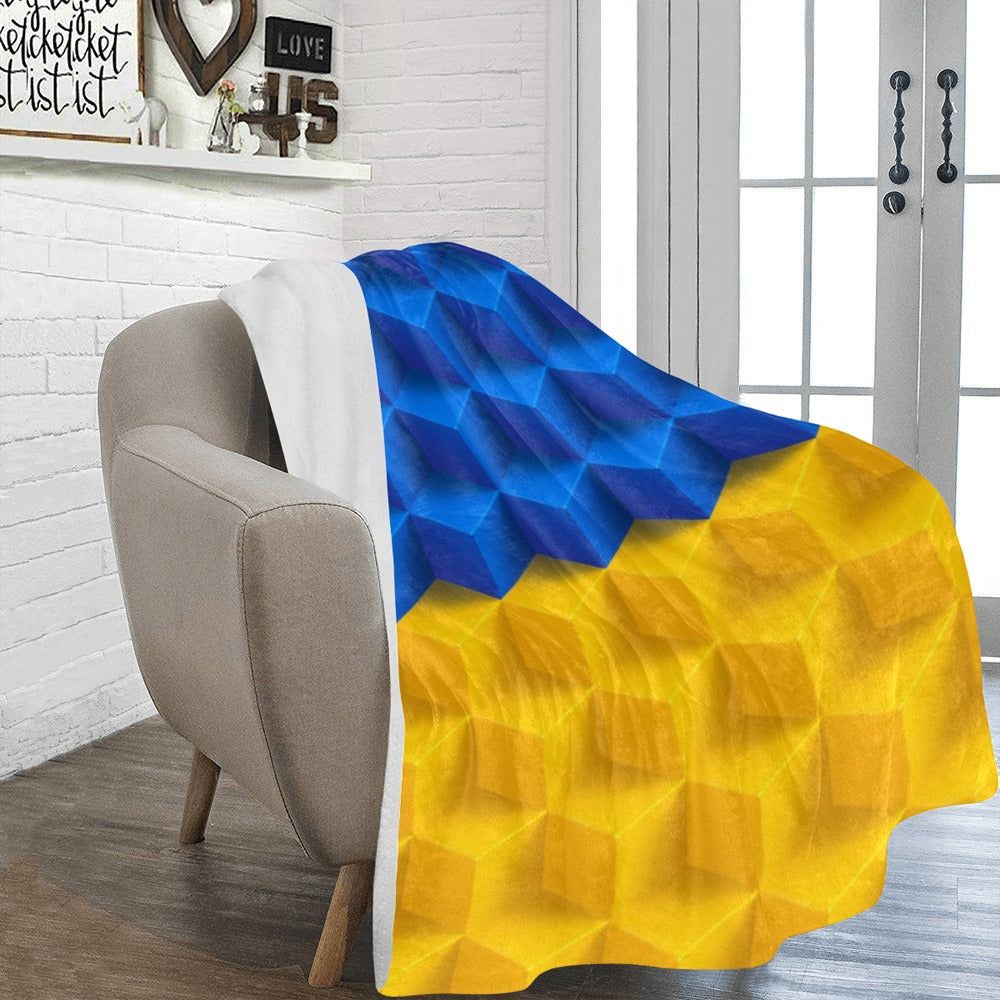 Ukraine Cube Background Ultra-Soft Micro Fleece Blanket 60"x80"