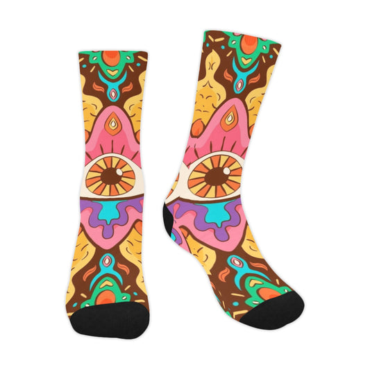 Psychedelic Hippie Eye Artwork Summer Festival Gift Trouser Socks (For Men)