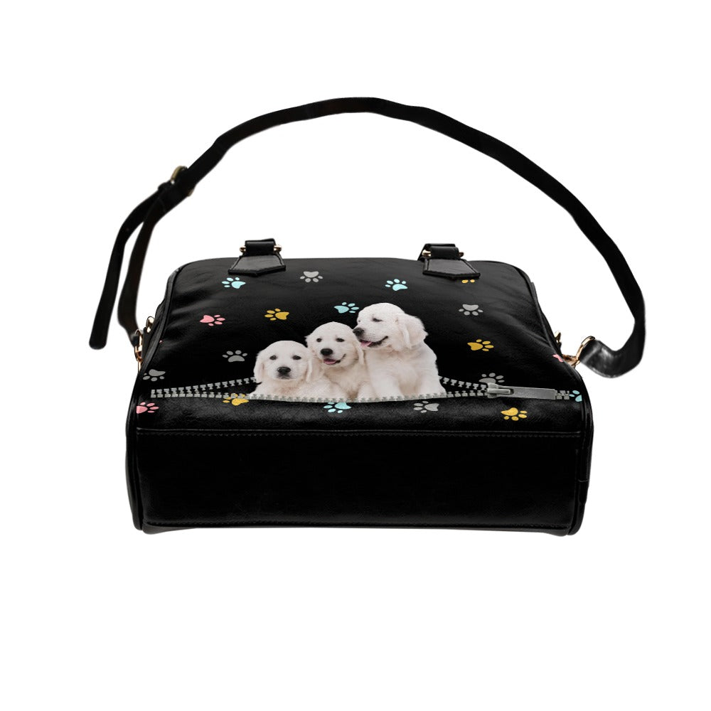 Golden Retrievers Zip Paws and Bones Shoulder Handbag