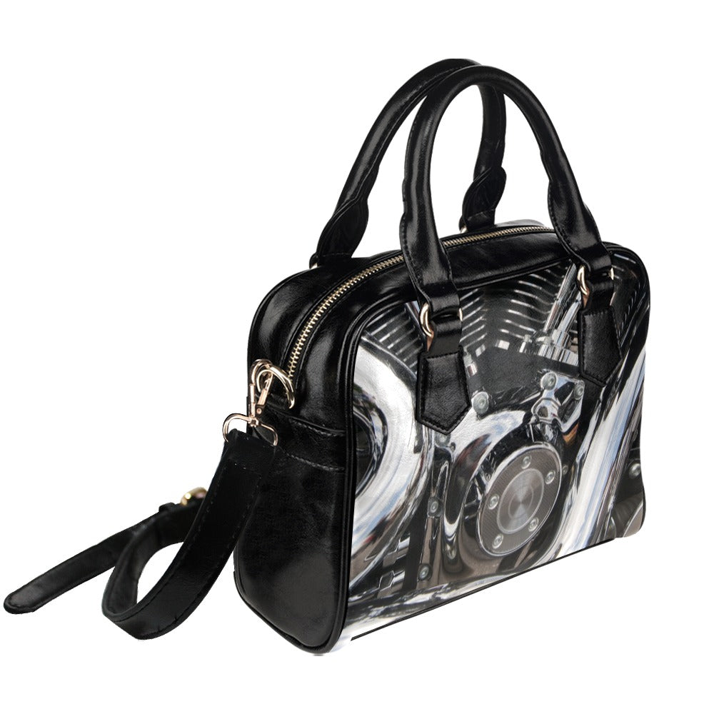 Motorcycle Engine Close Up Biker Shoulder Handbag