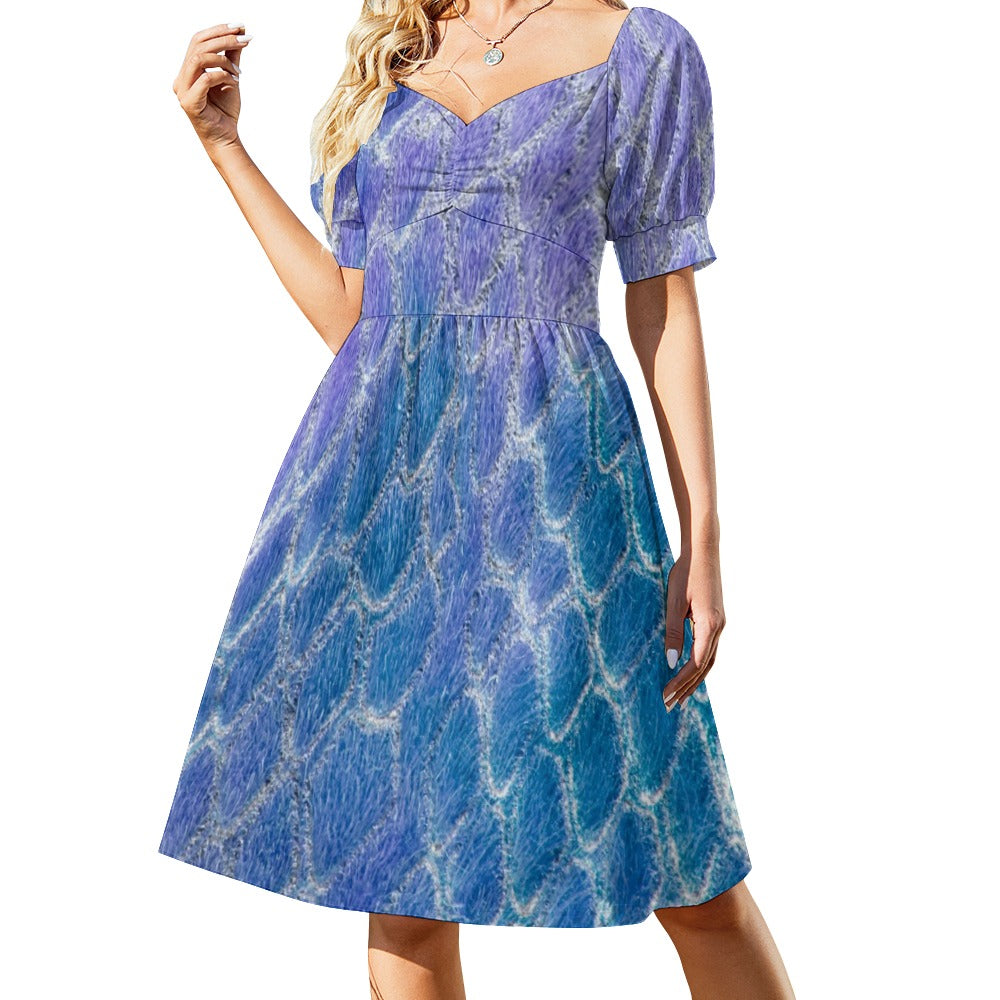 Reptile Skin Crocodile Snake blue Printed Sweetheart Dress