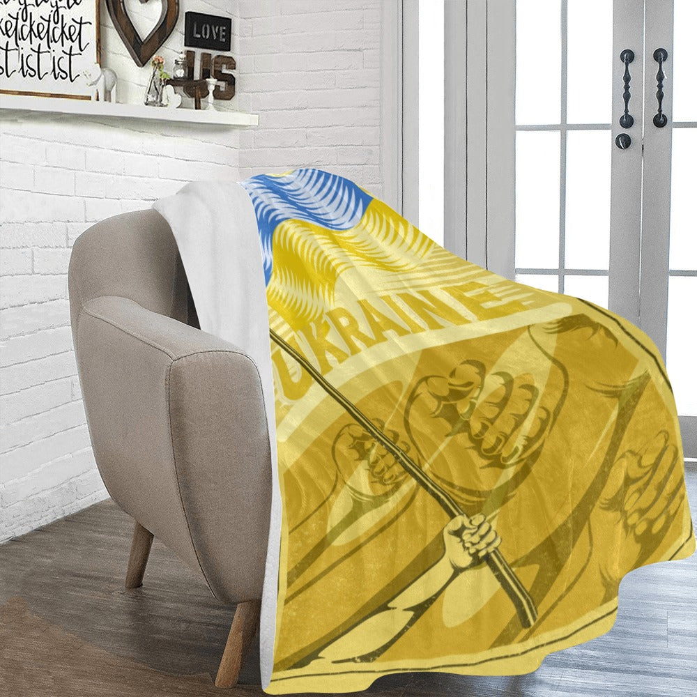 Vintage Ukraine Holding Flag Poster Ultra-Soft Micro Fleece Blanket 60"x80"