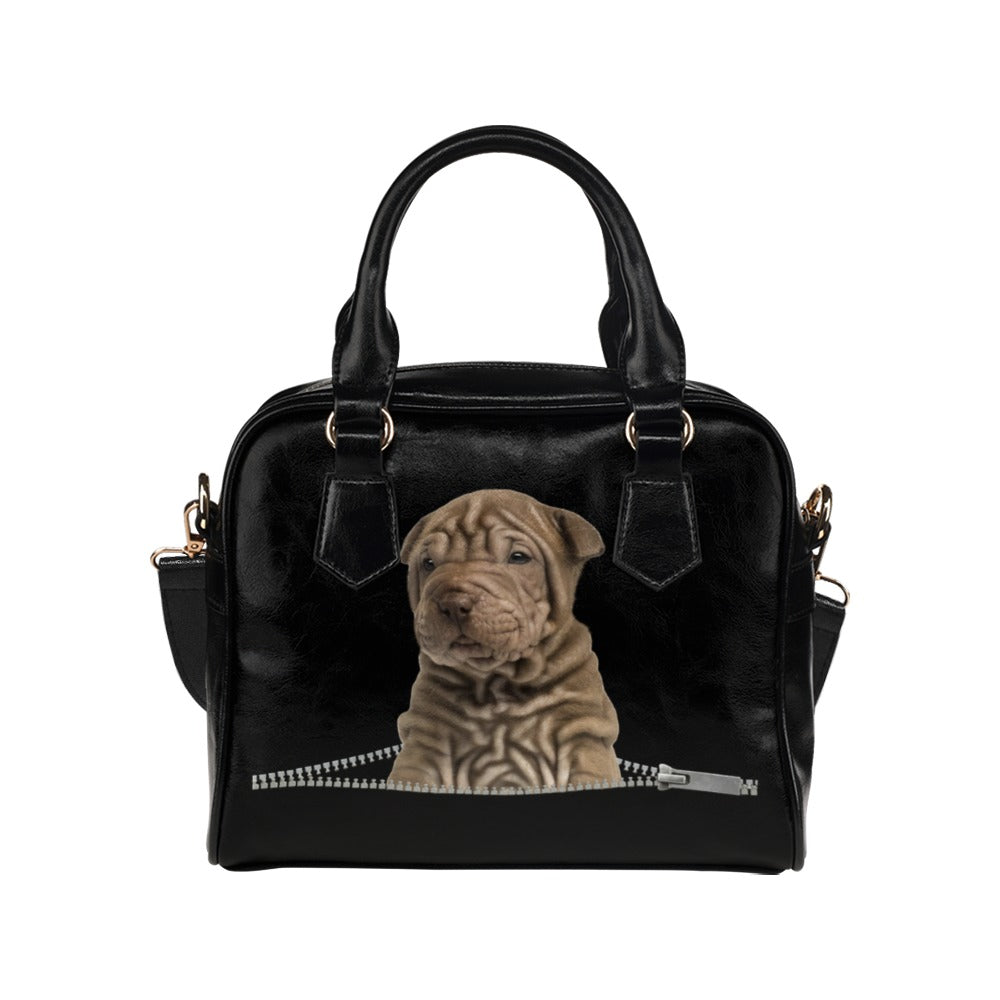 Shar Pei Zip Shoulder Handbag