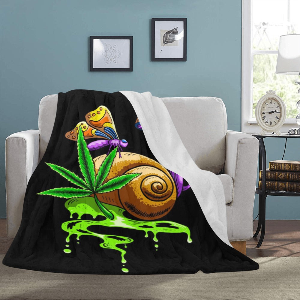 Snail Mushroom Butterlfy Psychedelic Illustration Ultra-Soft Micro Fleece Blanket 60"x80"