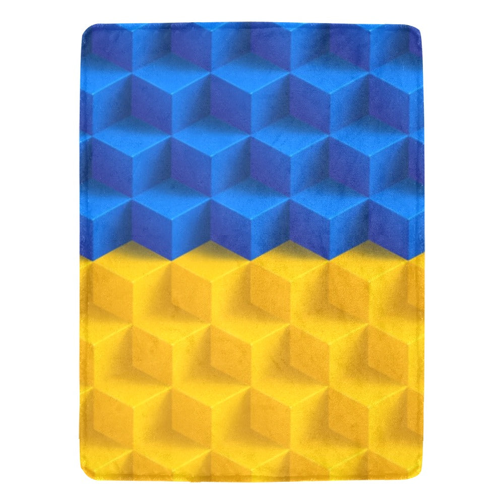 Ukraine Cube Background Ultra-Soft Micro Fleece Blanket 60"x80"