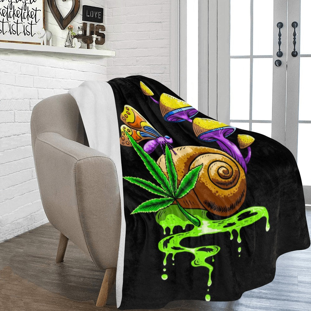 Snail Mushroom Butterlfy Psychedelic Illustration Ultra-Soft Micro Fleece Blanket 60"x80"