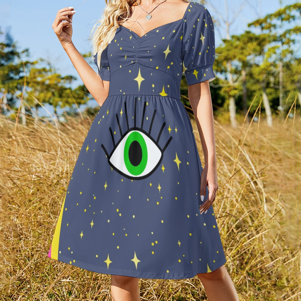 Psychedelic Retro Hippie Sweetheart Dress