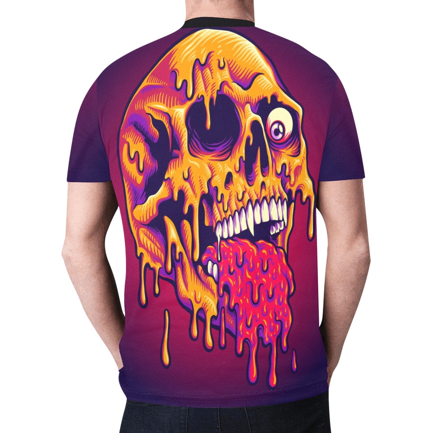 Psychedelic Trippy Zombie Skull Melt New All Over Print T-shirt