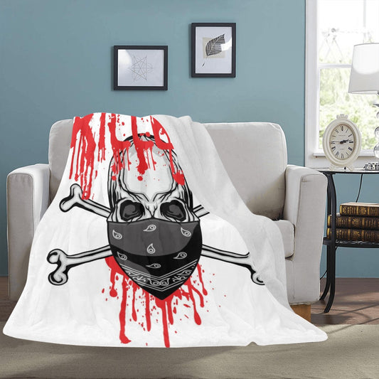 Skull with Bandana Grunge Vintage Ultra-Soft Micro Fleece Blanket 60"x80"