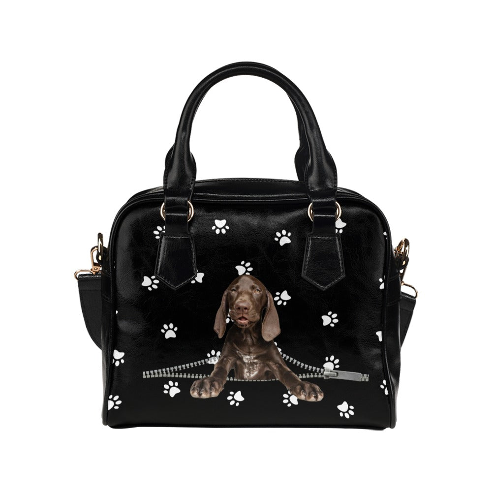 Weimaraner Zip Paws Shoulder Handbag