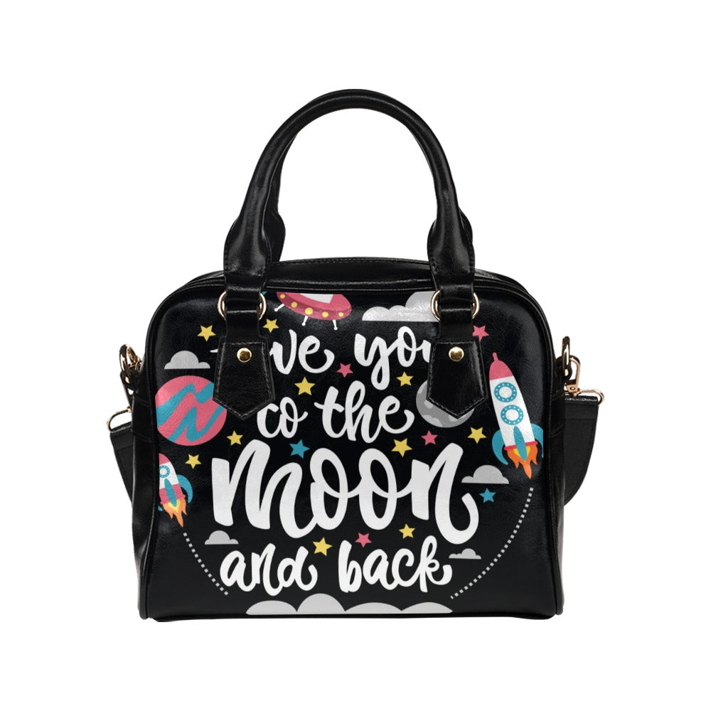 Quotes Space Love you to the Moon and Back Shoulder Handbag