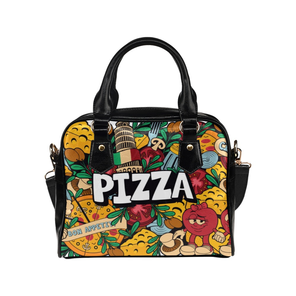 Colorful Pizza Cartoon Style Shoulder Handbag