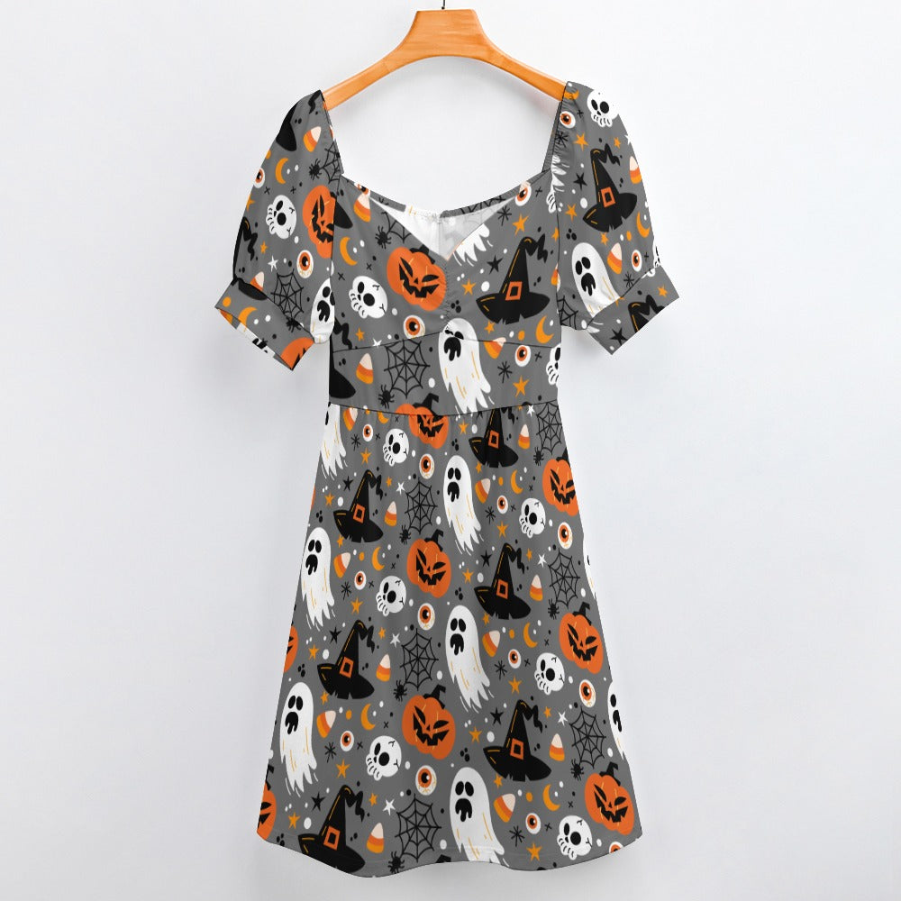 Ghost Skull Halloween Sweetheart Dress