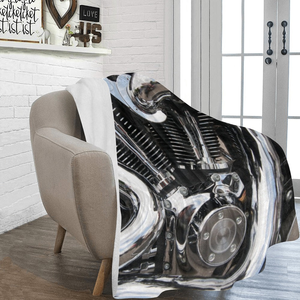 Motorcycle Engine Close Up Mechanic Biker Ultra-Soft Micro Fleece Blanket 60"x80"