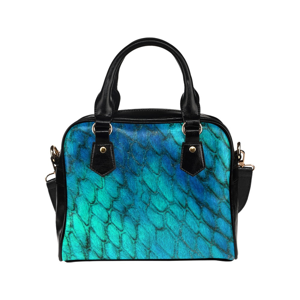 Reptile Skin Crocodile Snake Blue Green Shoulder Handbag