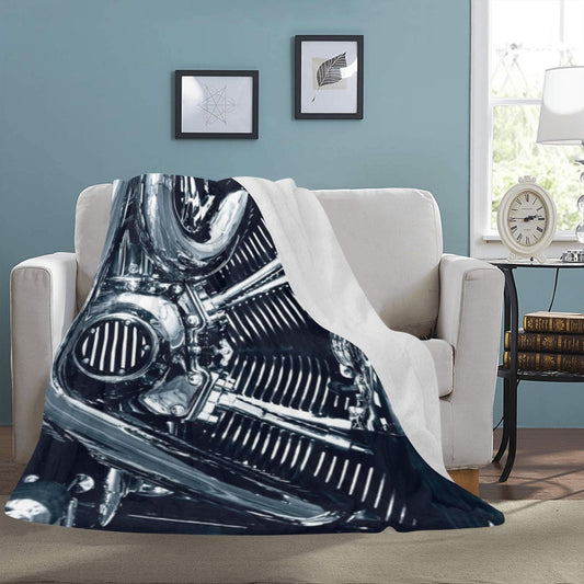 Chromium Plated V Type Motorbike Engine Ultra-Soft Micro Fleece Blanket 60"x80"