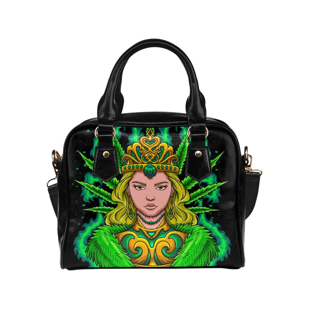 Royal Marijuana Queen Illustration Shoulder Handbag