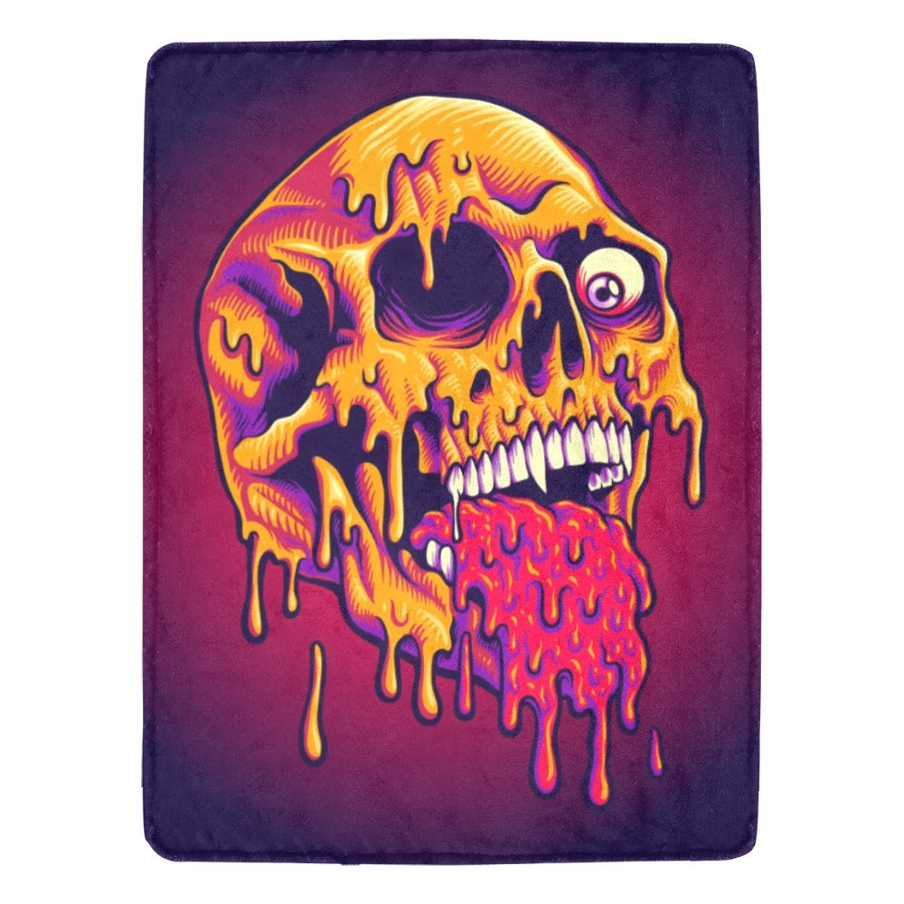 Psychedelic Trippy Zombie Skull Melt Ultra-Soft Micro Fleece Blanket 60"x80"