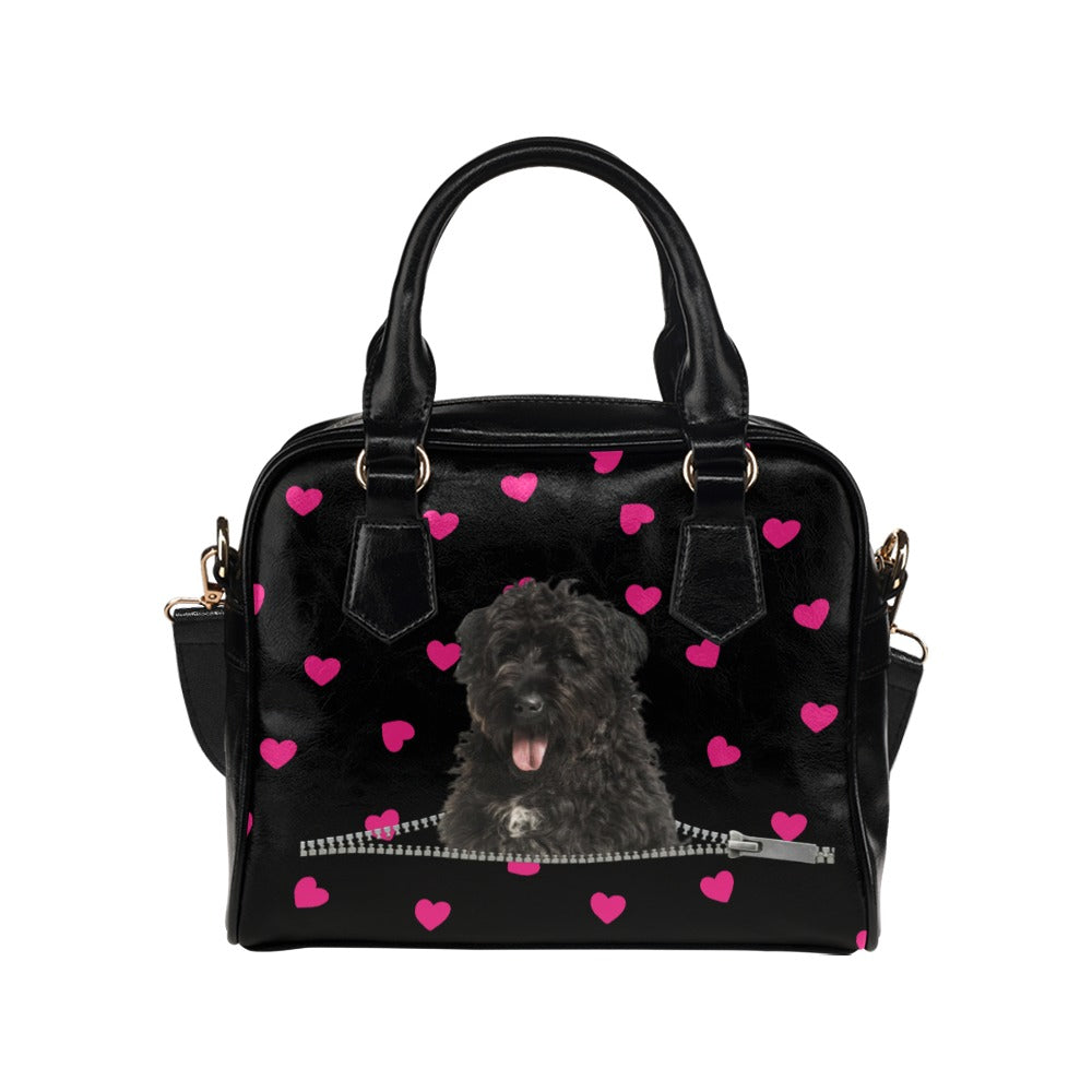 Bouvier des Flandres Zip Hearts Shoulder Handbag