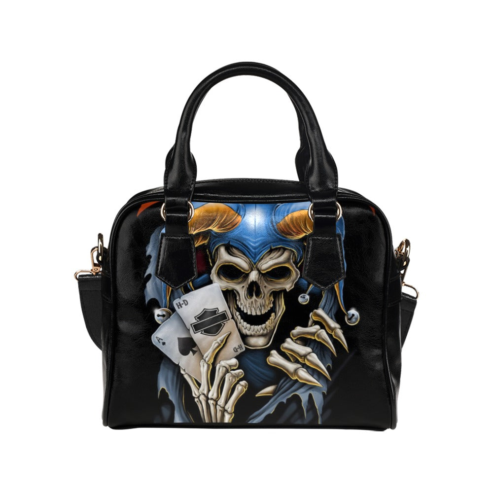 Skull Joker Cards Biker Shoulder Handbag