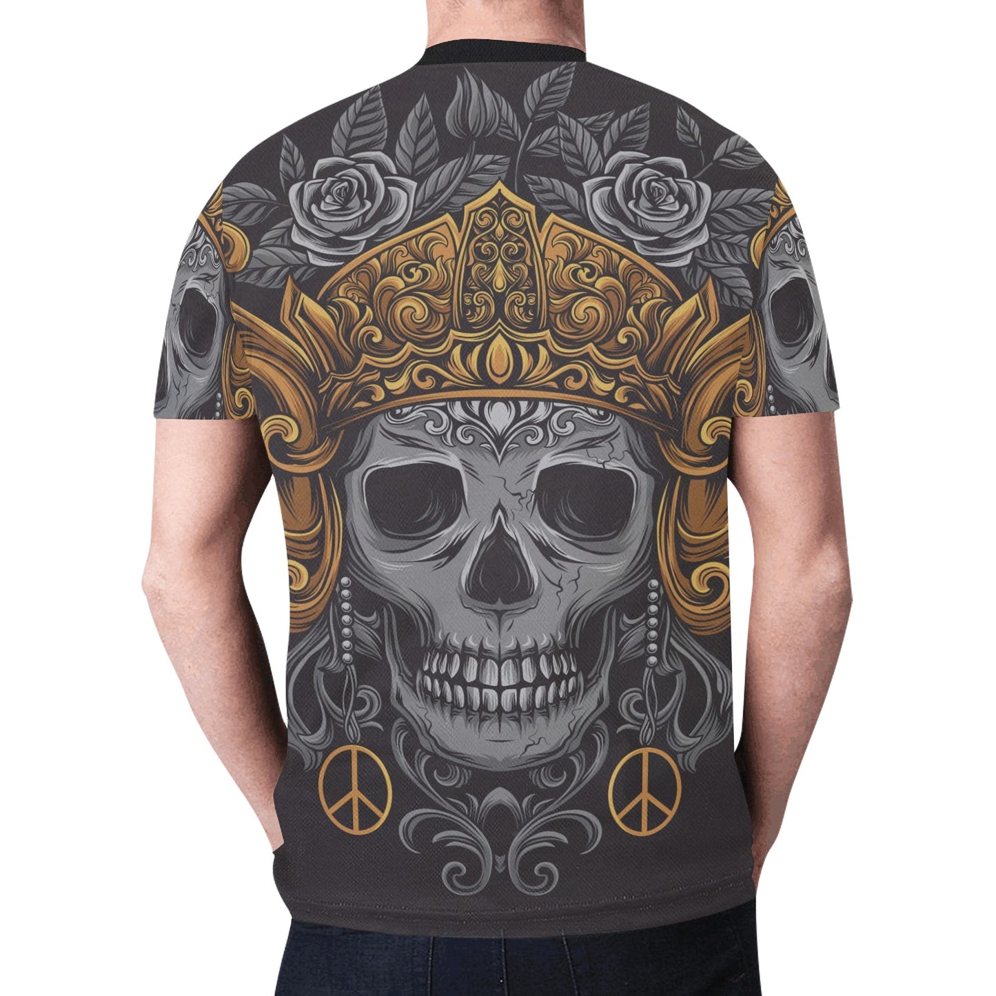 Skull Crown Javanese Ornament Gothic Rock New All Over Print T-shirt