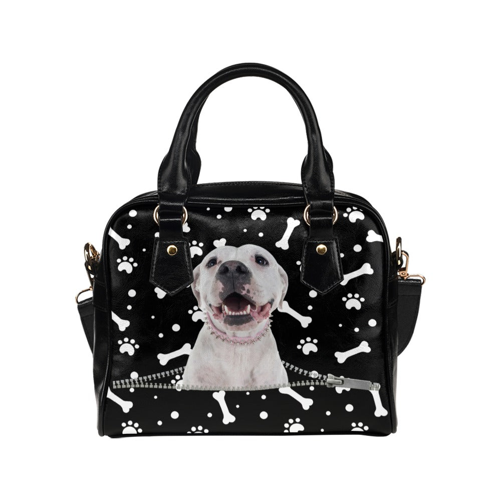 Dogo Argentino Paws and Bones Shoulder Handbag