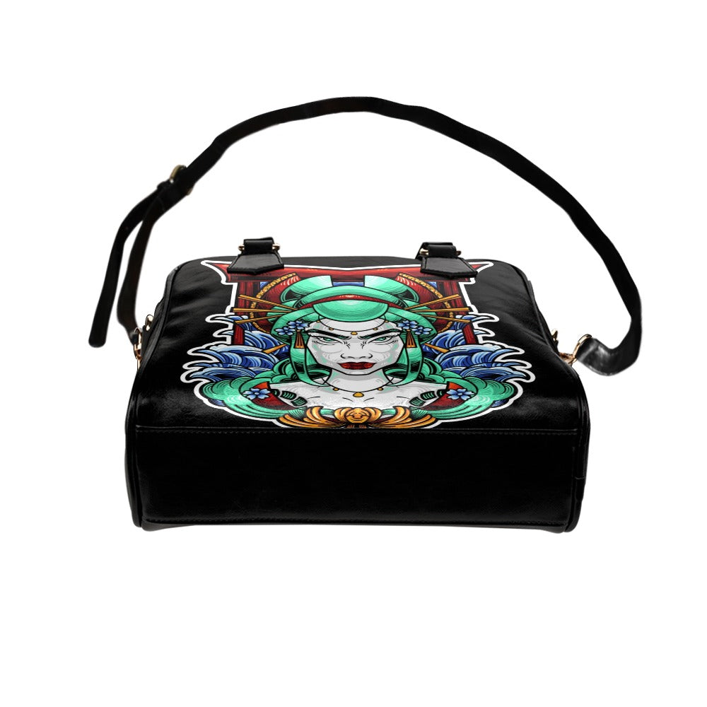 Geisha Japanese Illustration Style Shoulder Handbag