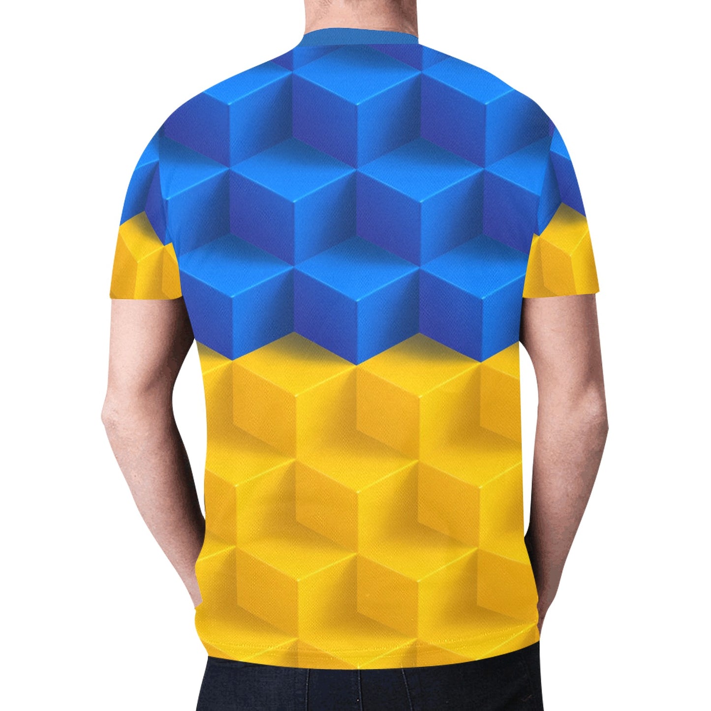 Ukraine Cube Background New All Over Print T-shirt