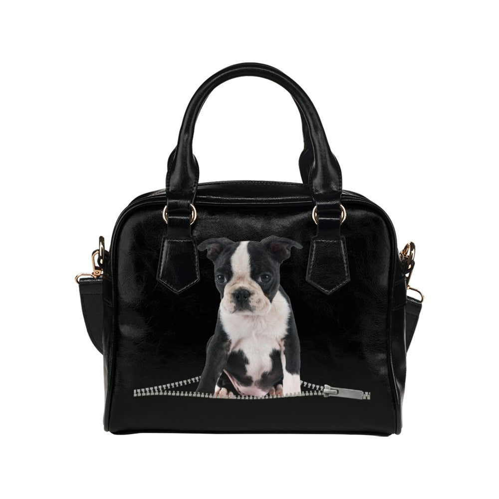 Boston Terrier Zip Shoulder Handbag