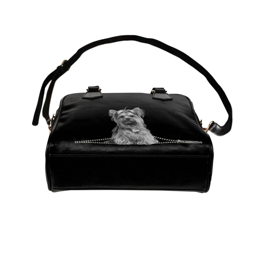 Yorkshire Terrier Black and White Zip Shoulder Handbag