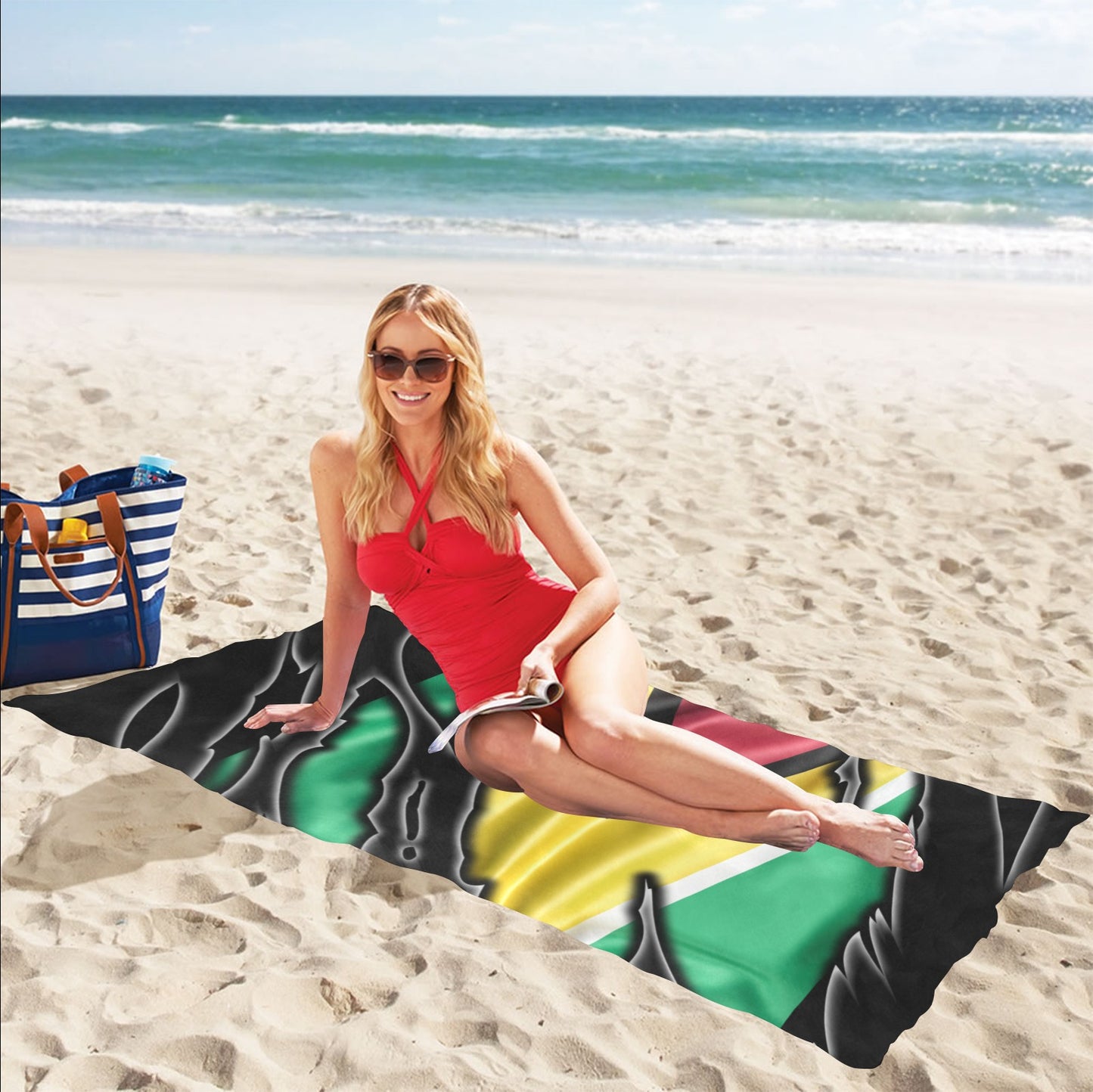 Flag Guyana patriot love Beach Towel 32"x 71"