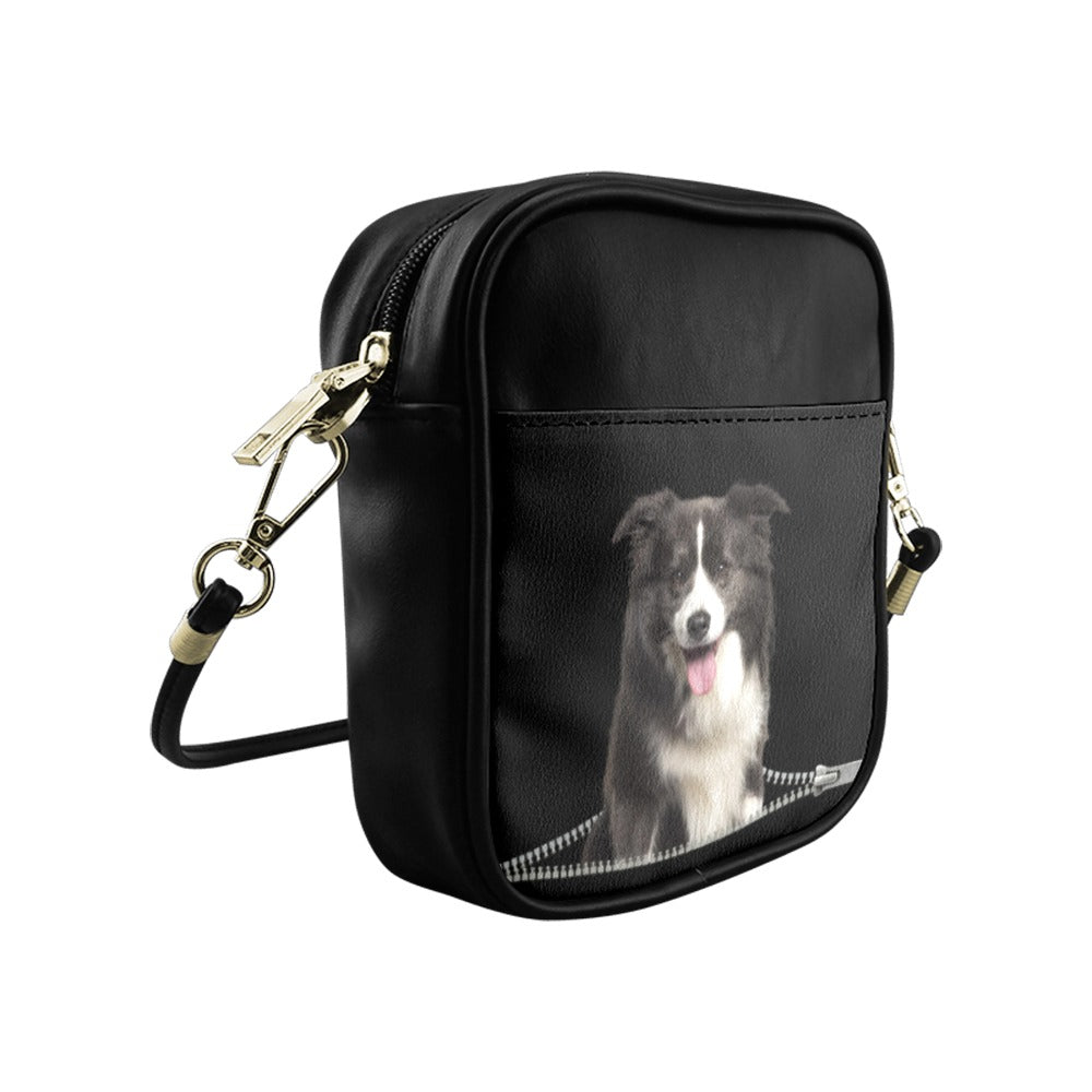 Border Collie Zip Sling Bag