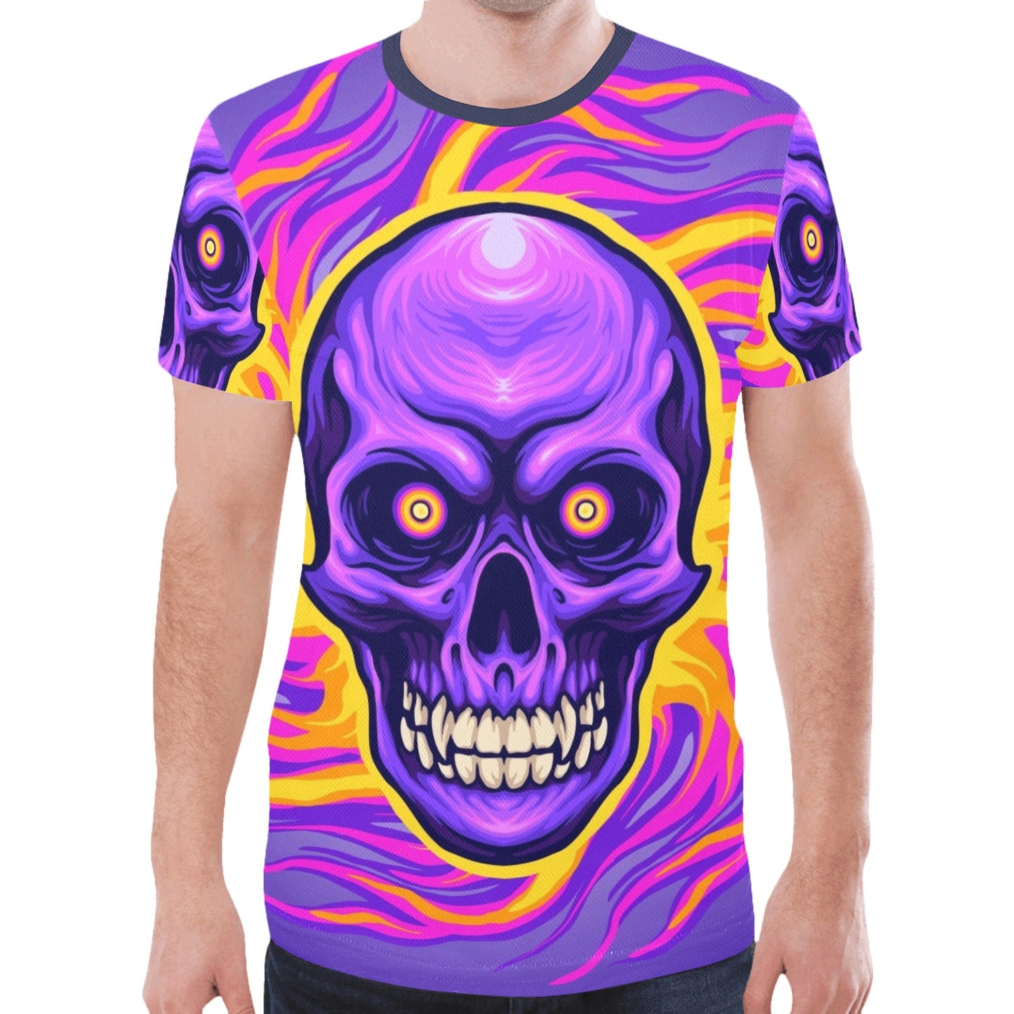 Psychedelic skull magic trippy illustration New All Over Print T-shirt