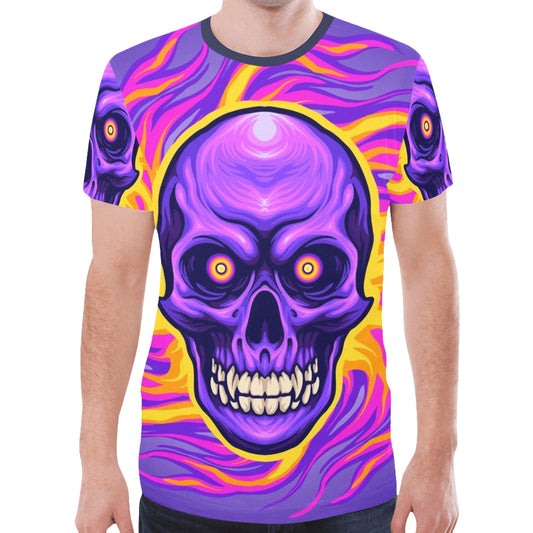 Psychedelic skull magic trippy illustration New All Over Print T-shirt