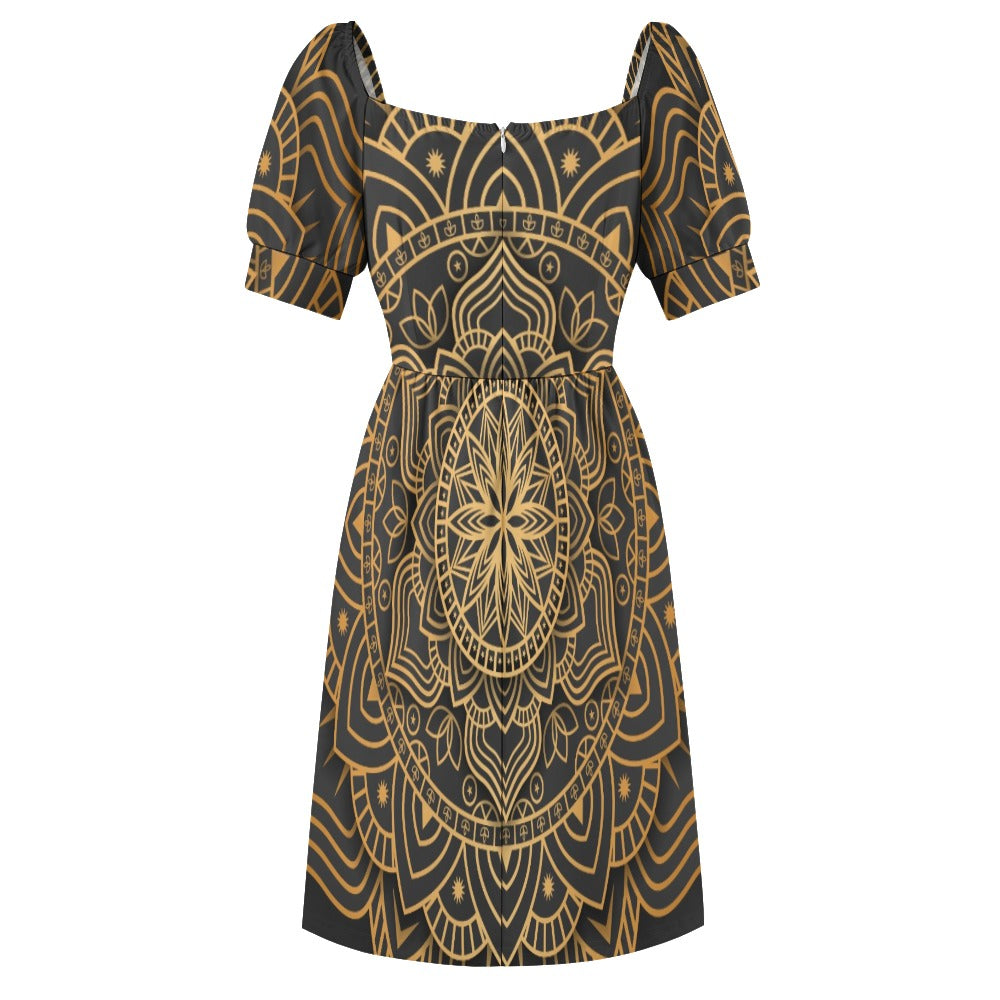 Luxury mandala with gold den Print Sweetheart Dress