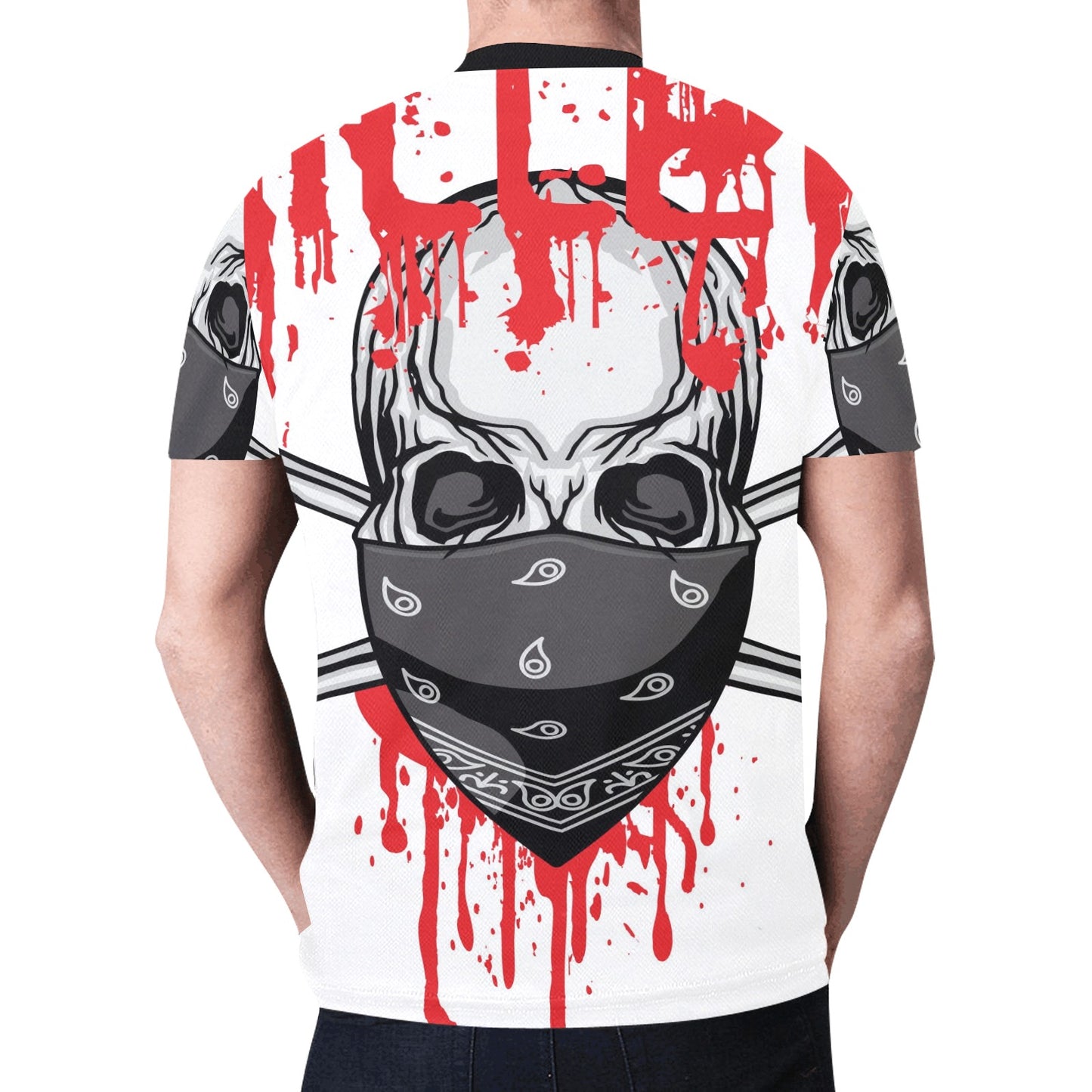 Skull with Bandana Grunge Vintage New All Over Print T-shirt