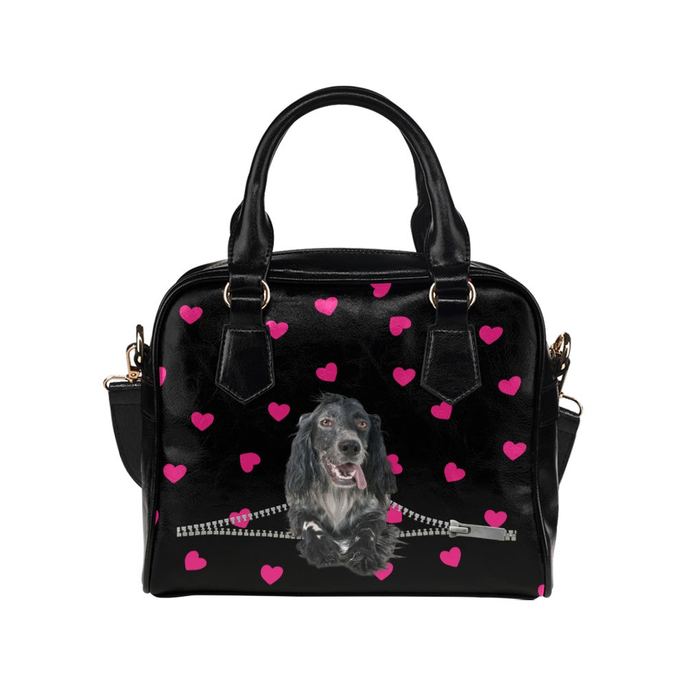 English setter Zip Hearts Shoulder Handbag