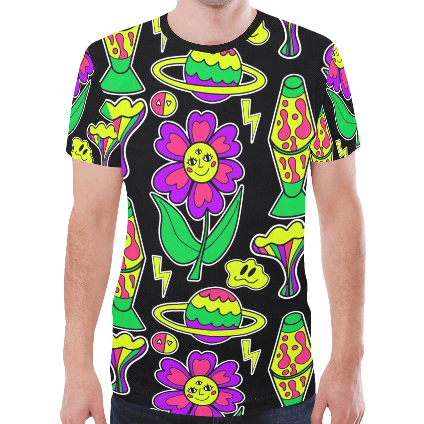 Psychedelic Neon Trip New All Over Print T-shirt