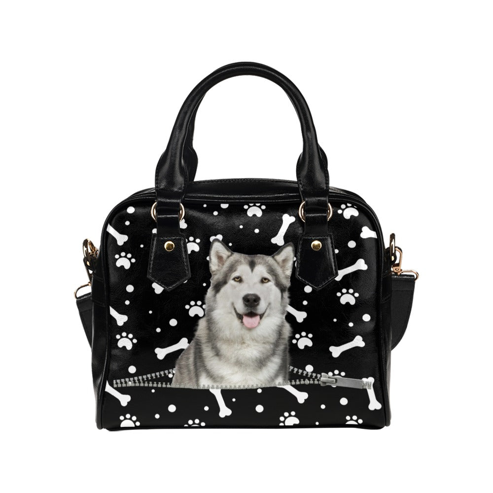 Alaskan Malamute Zip Paws and Bones Shoulder Handbag