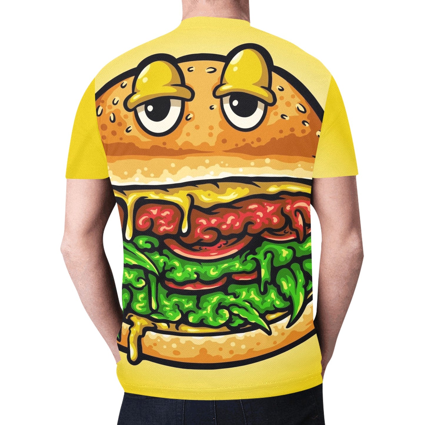 Vegan Burger Weed Cannabis Character Illustration New All Over Print T-shirt