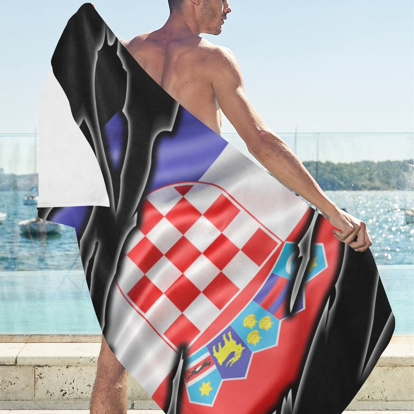 Flag Croatia patriot love Beach Towel 32"x 71"