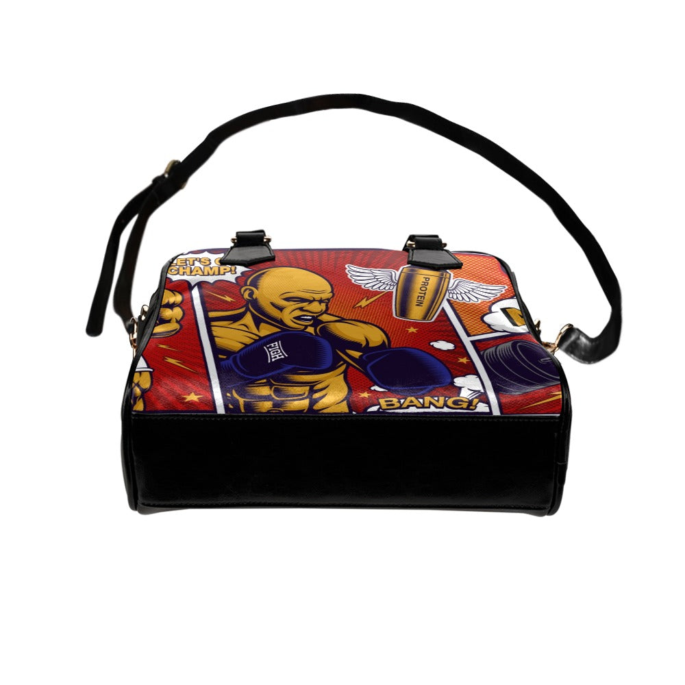 Fitness Center Pop Art Style Bodybuilder Shoulder Handbag